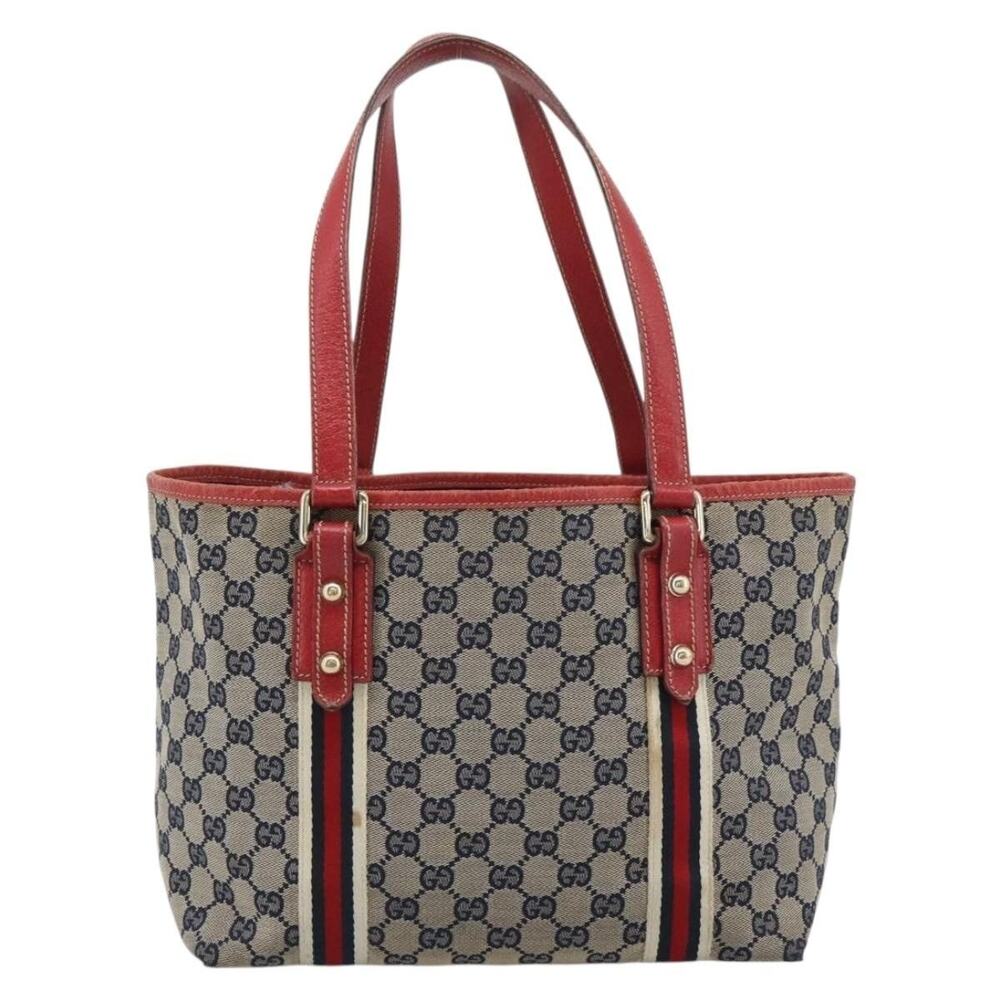 Gucci GG Canvas Web Tote Bag Blue